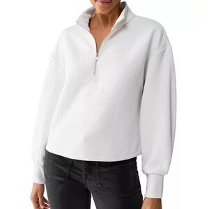 Sanctuary Quilted Popover Quarter Zip Sweater Large White Sand